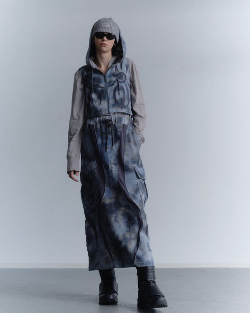 UNALOME LONG SKIRT -TIE-DYE BLUE-